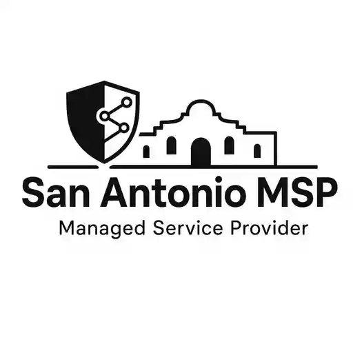 San Antonio MSP Logo of the Alamo and a Cybersecurity Shield